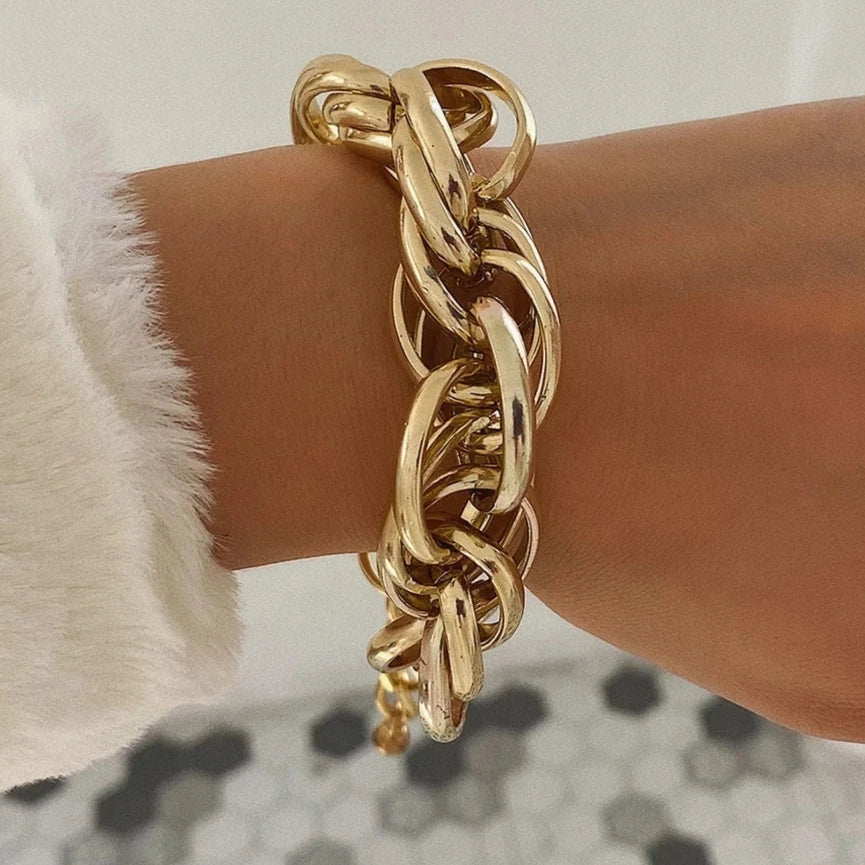 Pulsera elegante de eslabones oro/plata - CRAB.MX