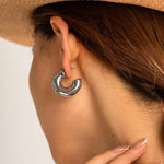 ARETES CHUNKY PLATEADOS - CRAB.MX